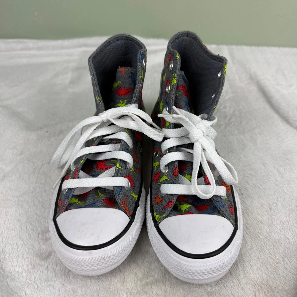 Converse Chuck Taylor All Star Dinoverse Gray Dinosaur High Top Shoes Junior 2